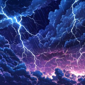 Epic Stormy Sky Artwork – Electrifying Manga-Style Design